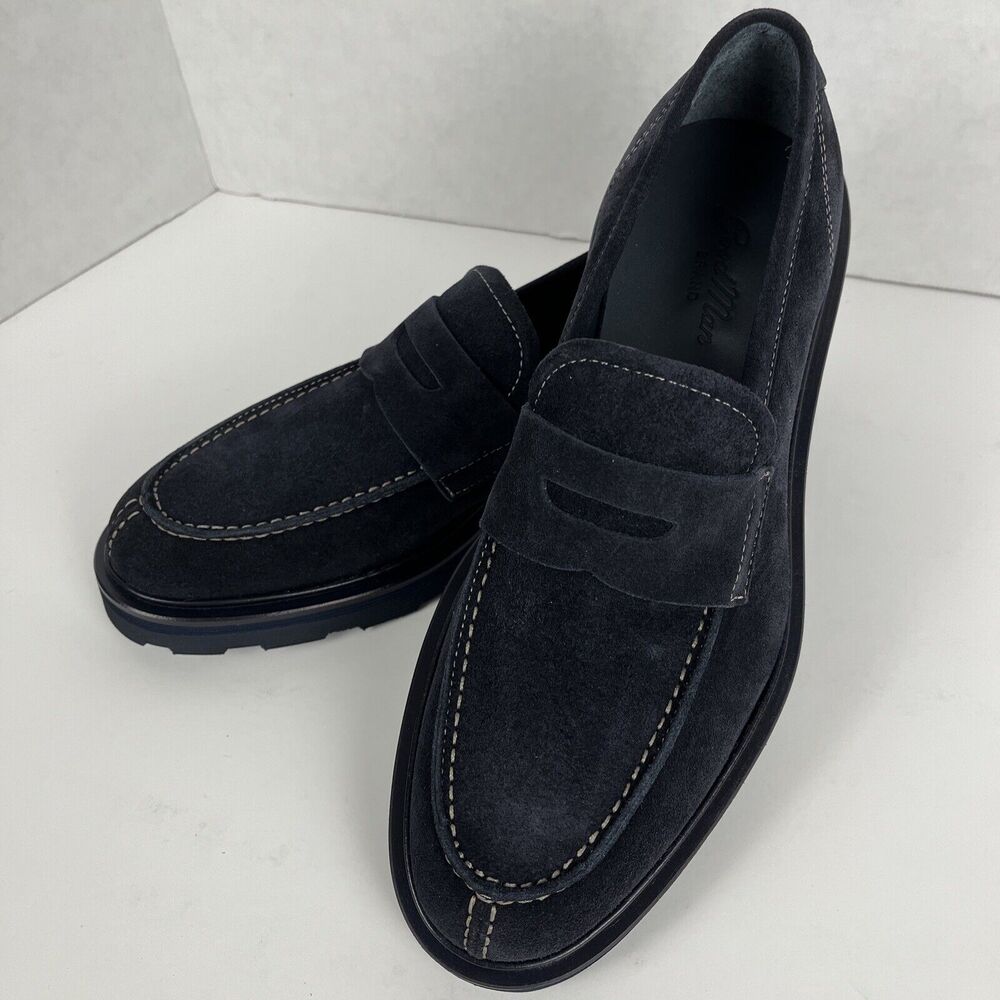 Good Man Brand Mens Size 7.5 Navy Lexington Loafer Suede Dress Shoe - Picture 9 of 9